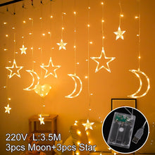 Load image into Gallery viewer, Star Moon Led Curtain Garland String Light Eid Mubarak Ramadan Decoration Islam Muslim Party Decor Eid Al Adha Gift Eid Mubarak
