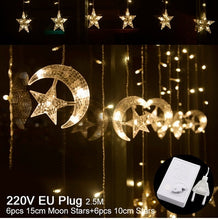 Load image into Gallery viewer, Star Moon Led Curtain Garland String Light Eid Mubarak Ramadan Decoration Islam Muslim Party Decor Eid Al Adha Gift Eid Mubarak
