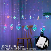 Load image into Gallery viewer, Star Moon Led Curtain Garland String Light Eid Mubarak Ramadan Decoration Islam Muslim Party Decor Eid Al Adha Gift Eid Mubarak
