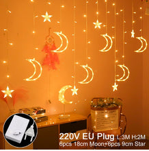 Load image into Gallery viewer, Star Moon Led Curtain Garland String Light Eid Mubarak Ramadan Decoration Islam Muslim Party Decor Eid Al Adha Gift Eid Mubarak
