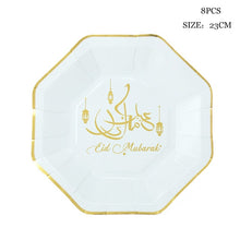 Load image into Gallery viewer, Ramadan Decoration Party Supplies EID Mubarak Paper Plate Cup For Ramadan Mubarak EID Party Home decoration Islam Muslim Party
