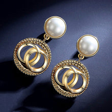 Load image into Gallery viewer, 2021 New Fashion Korean Oversized White Pearl Drop Earrings for Women Bohemian Golden Round Pearl Wedding Earrings Jewelry Gift
