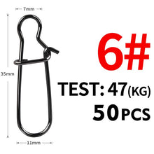 Load image into Gallery viewer, Meredith 50pcs Stainless Steel Fishing Connector Fast Clip Lock Snap Swivel Solid Rings Safety Snaps Fishing Hook Tool Snap
