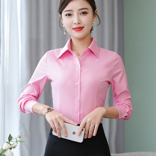 Korean Women Cotton Shirts White Shirt Women Long Sleeve Shirts Tops Office Lady Basic Shirt Blouses Plus Size Woman Blouse 5XL