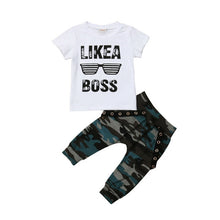 Load image into Gallery viewer, Newborn Baby Boys Clothes Toddler Kids Short Sleeve Letter T-shirt Camo Pants 2Pcs Outfits Set Baby&#39;s Clothing
