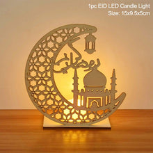 Load image into Gallery viewer, EID Mubarak Wooden Pendant with LED Candles Light Ramadan Decorations For Home Islamic Muslim Party Eid Decor Kareem Ramadan
