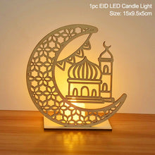 Load image into Gallery viewer, EID Mubarak Wooden Pendant with LED Candles Light Ramadan Decorations For Home Islamic Muslim Party Eid Decor Kareem Ramadan
