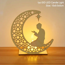 Load image into Gallery viewer, EID Mubarak Wooden Pendant with LED Candles Light Ramadan Decorations For Home Islamic Muslim Party Eid Decor Kareem Ramadan
