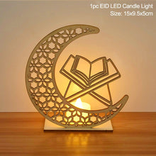 Load image into Gallery viewer, EID Mubarak Wooden Pendant with LED Candles Light Ramadan Decorations For Home Islamic Muslim Party Eid Decor Kareem Ramadan
