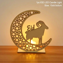 Load image into Gallery viewer, EID Mubarak Wooden Pendant with LED Candles Light Ramadan Decorations For Home Islamic Muslim Party Eid Decor Kareem Ramadan
