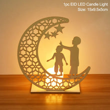 Load image into Gallery viewer, EID Mubarak Wooden Pendant with LED Candles Light Ramadan Decorations For Home Islamic Muslim Party Eid Decor Kareem Ramadan
