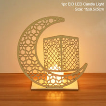 Load image into Gallery viewer, EID Mubarak Wooden Pendant with LED Candles Light Ramadan Decorations For Home Islamic Muslim Party Eid Decor Kareem Ramadan
