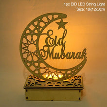 Load image into Gallery viewer, EID Mubarak Wooden Pendant with LED Candles Light Ramadan Decorations For Home Islamic Muslim Party Eid Decor Kareem Ramadan
