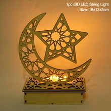 Load image into Gallery viewer, EID Mubarak Wooden Pendant with LED Candles Light Ramadan Decorations For Home Islamic Muslim Party Eid Decor Kareem Ramadan
