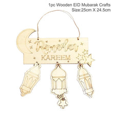 Load image into Gallery viewer, EID Mubarak Wooden Pendant with LED Candles Light Ramadan Decorations For Home Islamic Muslim Party Eid Decor Kareem Ramadan
