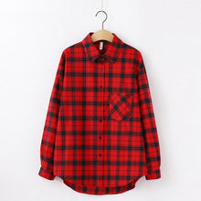 Load image into Gallery viewer, 2021 Fashion Women Plaid Shirt Chic Checked Blouse Long Sleeve Female Casual Print Shirts Loose Cotton Tops Blusas Spring News
