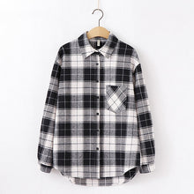 Load image into Gallery viewer, 2021 Fashion Women Plaid Shirt Chic Checked Blouse Long Sleeve Female Casual Print Shirts Loose Cotton Tops Blusas Spring News
