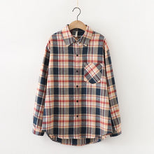 Load image into Gallery viewer, 2021 Fashion Women Plaid Shirt Chic Checked Blouse Long Sleeve Female Casual Print Shirts Loose Cotton Tops Blusas Spring News
