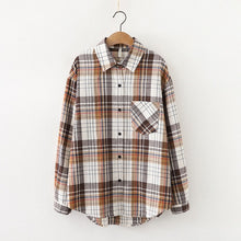 Load image into Gallery viewer, 2021 Fashion Women Plaid Shirt Chic Checked Blouse Long Sleeve Female Casual Print Shirts Loose Cotton Tops Blusas Spring News
