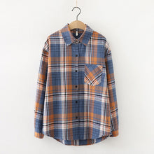 Load image into Gallery viewer, 2021 Fashion Women Plaid Shirt Chic Checked Blouse Long Sleeve Female Casual Print Shirts Loose Cotton Tops Blusas Spring News
