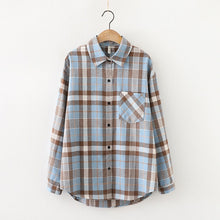 Load image into Gallery viewer, 2021 Fashion Women Plaid Shirt Chic Checked Blouse Long Sleeve Female Casual Print Shirts Loose Cotton Tops Blusas Spring News
