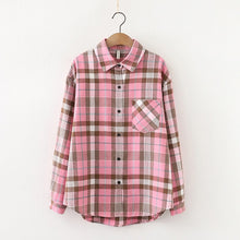 Load image into Gallery viewer, 2021 Fashion Women Plaid Shirt Chic Checked Blouse Long Sleeve Female Casual Print Shirts Loose Cotton Tops Blusas Spring News
