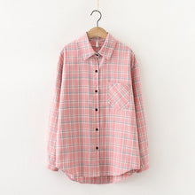 Load image into Gallery viewer, 2021 Fashion Women Plaid Shirt Chic Checked Blouse Long Sleeve Female Casual Print Shirts Loose Cotton Tops Blusas Spring News
