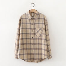 Load image into Gallery viewer, 2021 Fashion Women Plaid Shirt Chic Checked Blouse Long Sleeve Female Casual Print Shirts Loose Cotton Tops Blusas Spring News
