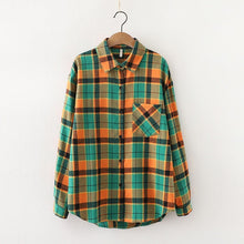 Load image into Gallery viewer, 2021 Fashion Women Plaid Shirt Chic Checked Blouse Long Sleeve Female Casual Print Shirts Loose Cotton Tops Blusas Spring News
