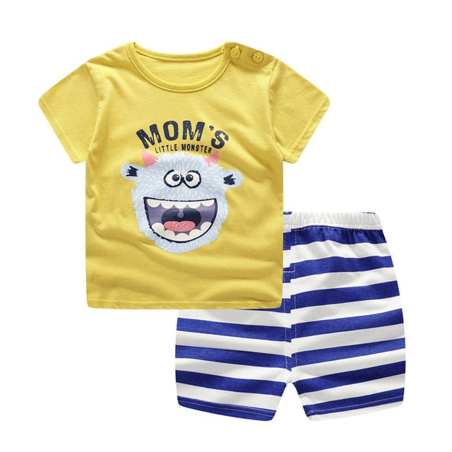 Baby Boy Clothes Outfit Short Sleeve Suit Cotton Girls Boys Summer Clothes Toddler Sets Children Kids T-shirt for 0-3Year