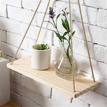 Load image into Gallery viewer, Premium Wood Swing Hanging Rope Wall Mounted Floating Shelves Plant Flower Pot Indoor Outdoor Decoration Simple Design #35#30
