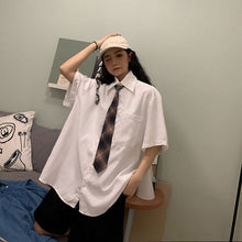 Load image into Gallery viewer, Women Solid White Blouses Simple Casual Shirts Oversize 4XL Turn-down Collar Pockets Basic Tops Korean Style Loose All-match INS
