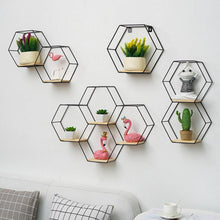 Load image into Gallery viewer, 2021 Morden Nordic Hexagonal Iron Stand Small Pot Wall Shelving Holder Home Shelf Storage Holder Decorative Shelves
