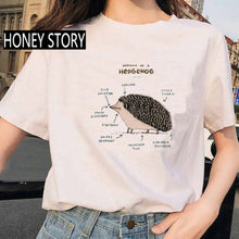 Load image into Gallery viewer, Summer Animal Hedgehog Analysis Print Women T shirt Creative Fashion Pattern Female Short Sleeve Cotton Clothes
