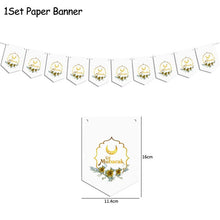 Load image into Gallery viewer, Ramadan Kareem Decoration Eid Mubarak Banner Balloons Disposable Tableware Set Ramadan Mubarak Muslim Islamic Party Decorations
