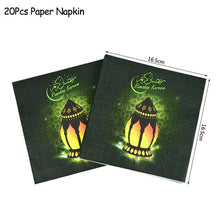 Load image into Gallery viewer, Ramadan Kareem Decoration Eid Mubarak Banner Balloons Disposable Tableware Set Ramadan Mubarak Muslim Islamic Party Decorations
