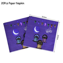 Load image into Gallery viewer, Ramadan Kareem Decoration Eid Mubarak Banner Balloons Disposable Tableware Set Ramadan Mubarak Muslim Islamic Party Decorations
