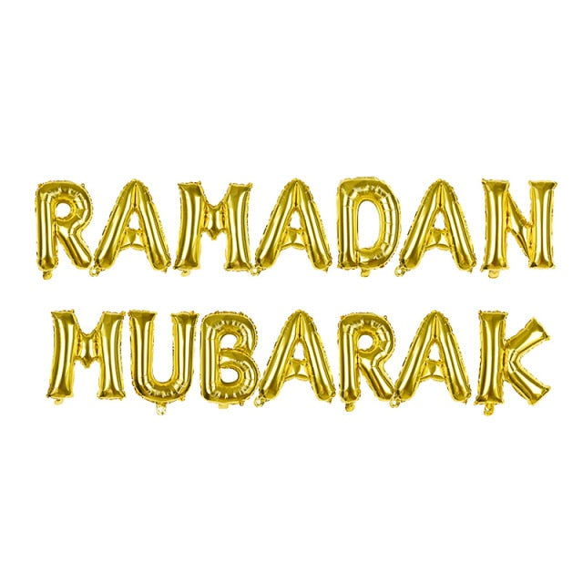 Ramadan Kareem Decoration Eid Mubarak Banner Balloons Disposable Tableware Set Ramadan Mubarak Muslim Islamic Party Decorations