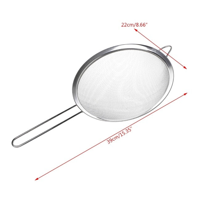 Kitchen Stainless Steel Flour Tea Strainer Mesh Colander Sieve Filter Sifter