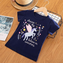 Load image into Gallery viewer, New Brand Girls Animal Print T shirt Unisex Unicornio Tee Clothes Children Cartoon Top For 3 4 5 6 7 8 Years Kids Birthday Wear
