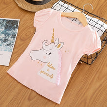 Load image into Gallery viewer, New Brand Girls Animal Print T shirt Unisex Unicornio Tee Clothes Children Cartoon Top For 3 4 5 6 7 8 Years Kids Birthday Wear
