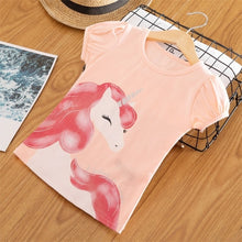 Load image into Gallery viewer, New Brand Girls Animal Print T shirt Unisex Unicornio Tee Clothes Children Cartoon Top For 3 4 5 6 7 8 Years Kids Birthday Wear
