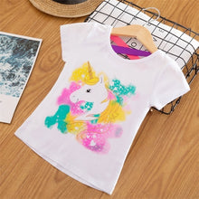 Load image into Gallery viewer, New Brand Girls Animal Print T shirt Unisex Unicornio Tee Clothes Children Cartoon Top For 3 4 5 6 7 8 Years Kids Birthday Wear
