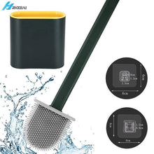 Load image into Gallery viewer, Silicone Bristles Toilet Brush and Holder for Bathroom Storage and Organization Compact Wall Hang Cleaning Kit WC Accessories
