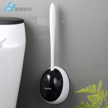 Load image into Gallery viewer, Silicone Bristles Toilet Brush and Holder for Bathroom Storage and Organization Compact Wall Hang Cleaning Kit WC Accessories
