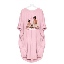 Load image into Gallery viewer, Plus Size Women&#39;s Midi Dress Long Sleeve Dresses Super Mama Print o Neck Loose Pocket Casual Vintage Vestidos Robe Femme Autumn
