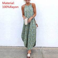 Load image into Gallery viewer, Printed Maxi Dresses VONDA Bohemian Sexy Sleeveless Sundress Women Causal Halter Summer Beach Dress Asymmetric Long Dresses 5XL
