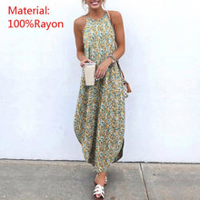 Load image into Gallery viewer, Printed Maxi Dresses VONDA Bohemian Sexy Sleeveless Sundress Women Causal Halter Summer Beach Dress Asymmetric Long Dresses 5XL
