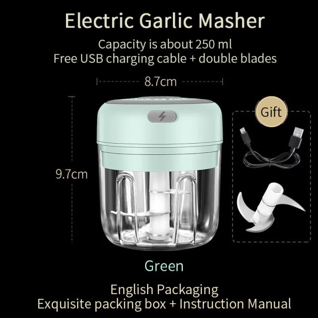 Electric Garlic Masher USB Charging Sturdy Durable Mini Crusher Chopper For Crushed Ginger Crushed Fresh Chili Kitchen Tools