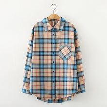 Load image into Gallery viewer, 2021 Fashion Women Plaid Shirt Chic Checked Blouse Long Sleeve Female Casual Print Shirts Loose Cotton Tops Blusas Spring News
